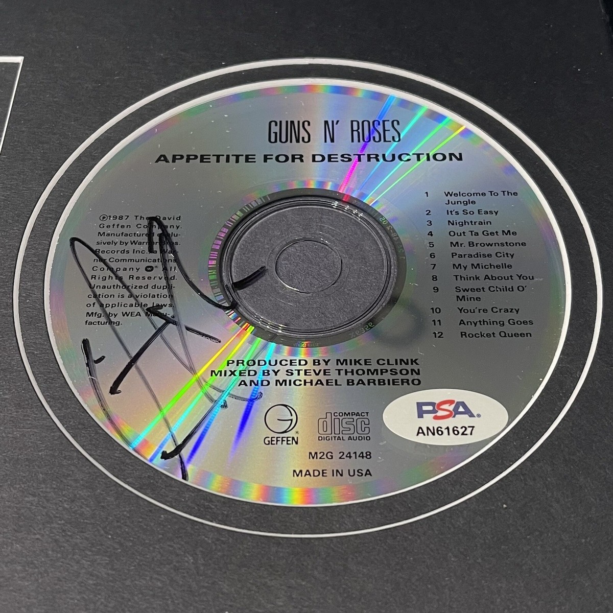 Guns N' Roses サイン入りCD AXL ROSE SIGNED GUNS N ROSES APPETITE FOR DESTRUCTION CD ALBUM