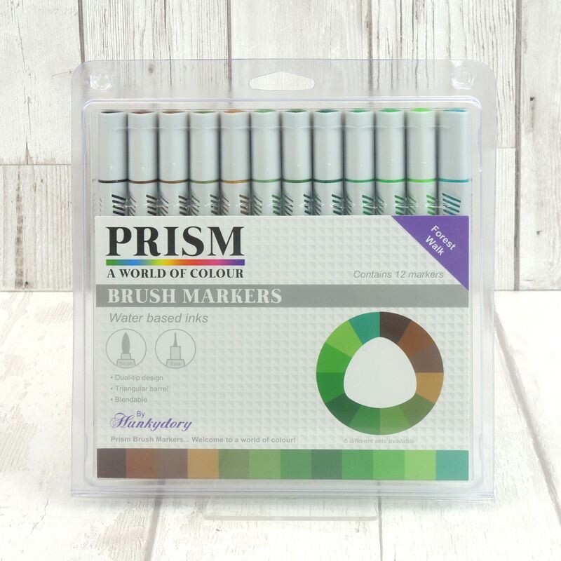 Hunkydory Prism Brush Markers 12 Pen Set Forest Walk Birthday Card Making