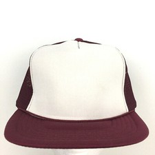 Vtg 90s Blank Farm Hunt Fish Cap 2-Tone Mesh Foam Snap Back Trucker Baseball Hat