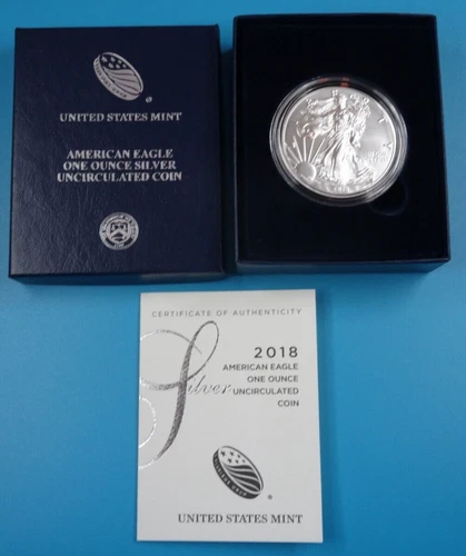 2018-W American Silver Eagle Burnished 1 oz .999 US Mint $1 Coin OGP Box & COA