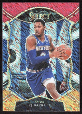 2021-22 7409E PANINI SELECT RED ORANGE SHIMMER PRIZM RJ Barrett New York Knicks