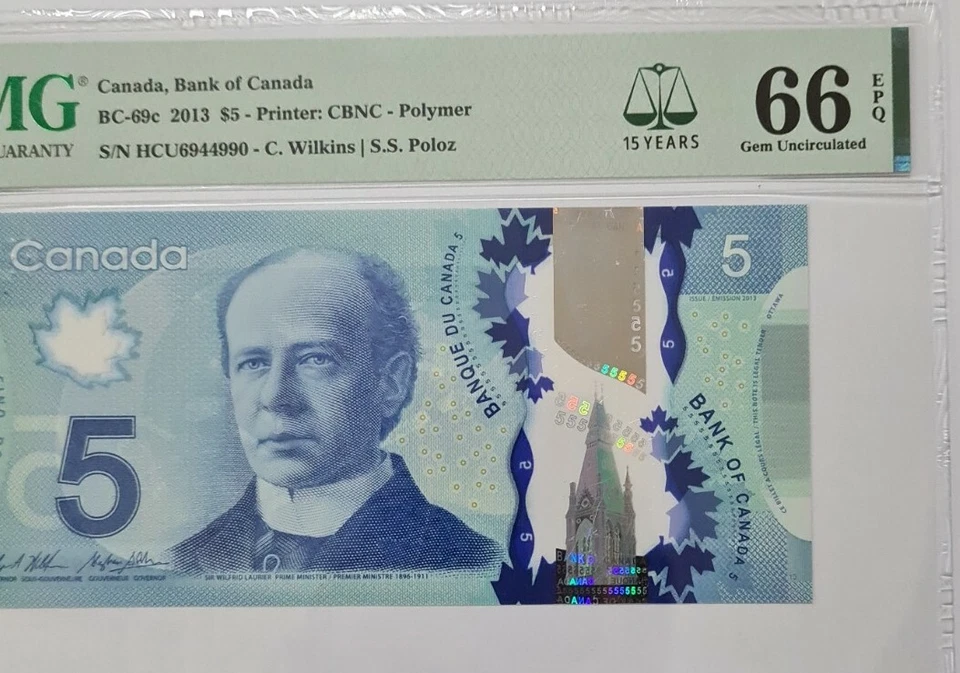 2013 CANADA $5 Dollars PMG66 EPQ GEM UNC 'Polymer' {BC-69c} - Image 3 of 3