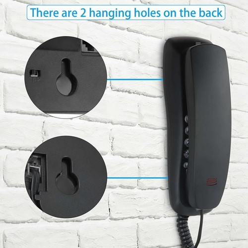 Landline Phone Corded Phone For Home Office Desk Wall Mount Black Telephone - Zdjęcie 14 z 15