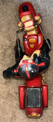 Seltene antike Retro BIKER BIKER Holzstatue Harley Davidson Motorrad 431190-59 - Bild 22 von 24