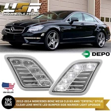 White LED Clear Bumper Side Marker Light For 2012-2014 Mercedes W218 CLS63 AMG