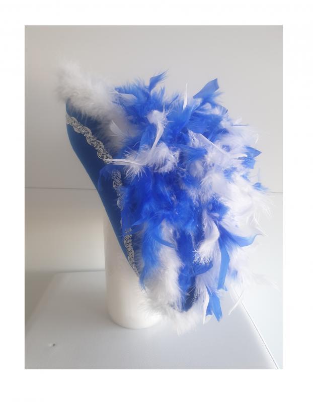 NET TOYS Mini Dreispitz Hut – Blau-weiß, Aus Polyester, Für Funkenmariechen & Karneval