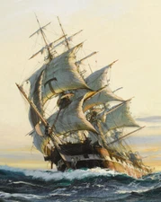 Sunset glow Sailboat oil painting Giclee Art Printed on canvas L3584