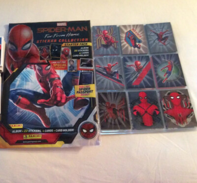 MARVELS SPIDER-MAN FAR FROM HOME PANINI 50 KARTEN SET PLUS EIN UNBENUTZTES STICKERALBUM