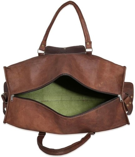 Sac Vintage En Laine Et Cuir Marron - Bretelles Réglables - Fait Main Inde