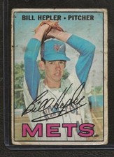 1967 OPC, O Pee Chee, Baseball #144 Bill Hepler, New York Mets, Poor, Stained.