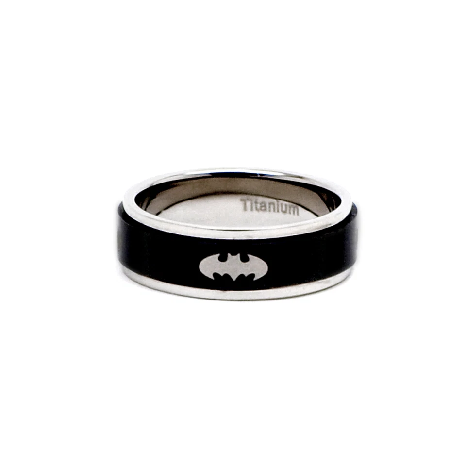 Accents Kingdom 8mm Men's Black Titanium Batman Spinner Ring Band Size 8-12 - Image 2 of 4