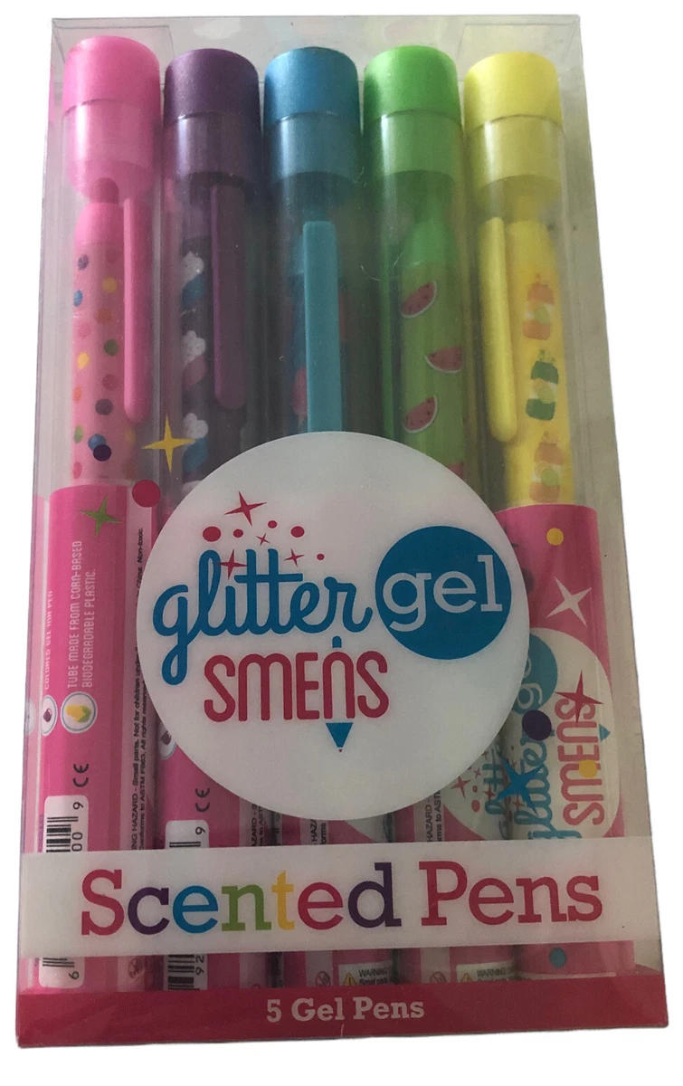 Scented Gel Pens Clickable Pens Smens Glitter Gel Ink Pens 5 Pens