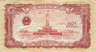 Banknote Vietnam 1 Dong 1958 gebraucht (Serie SR)