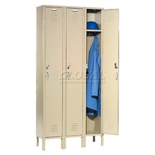 1-Tier 3 Door Locker 12"W x 15"D x 72"H Tan Assembled