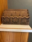 VINTAGE LERNER FAUX CARVED WOOD DESK ORGANIZER LETTER MAIL PEN HOLDER CADDY — photo 1