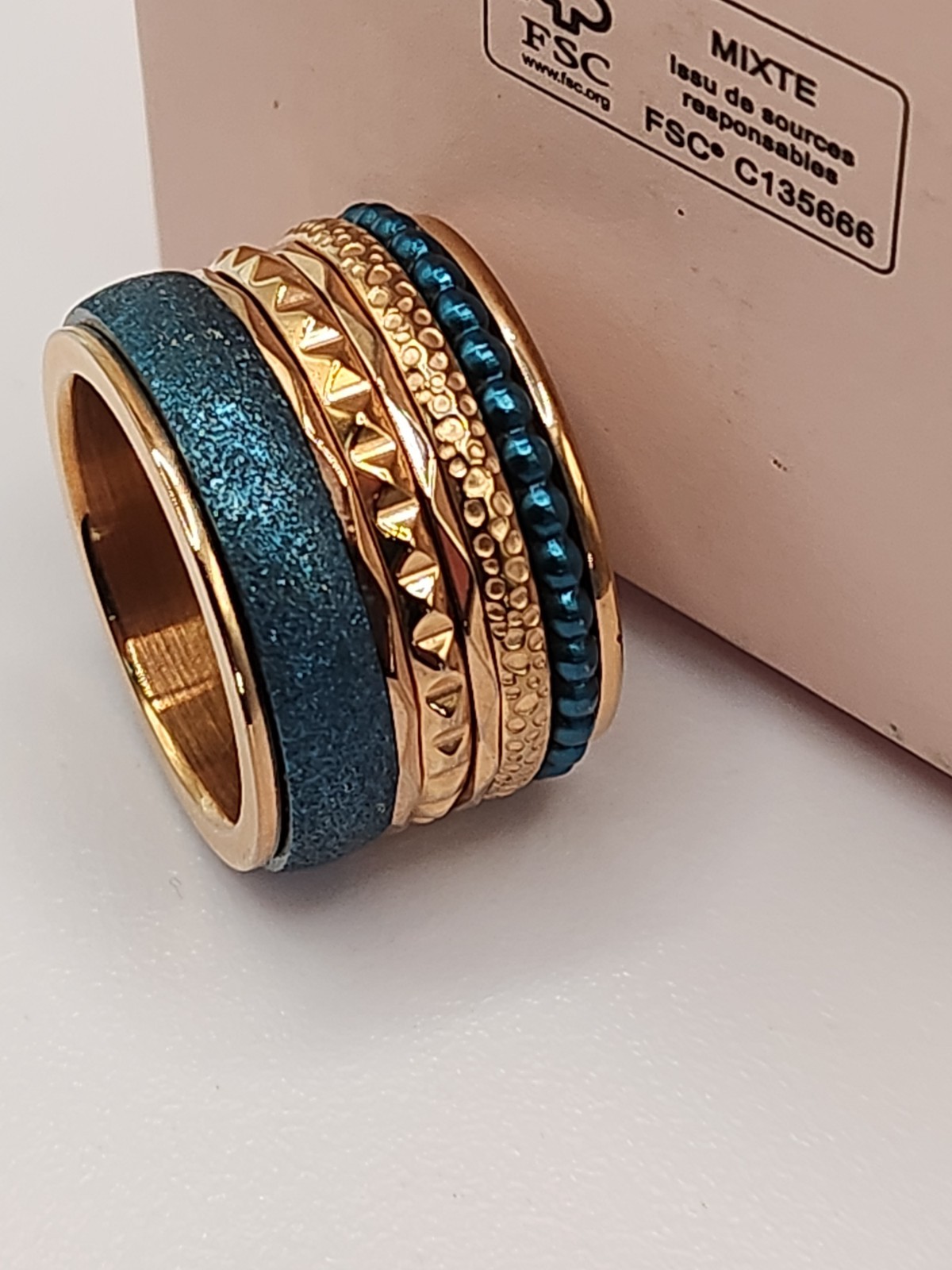 IXXXI bague complète avec anneaux T 17, alliance large interchangeable pour femme en acier