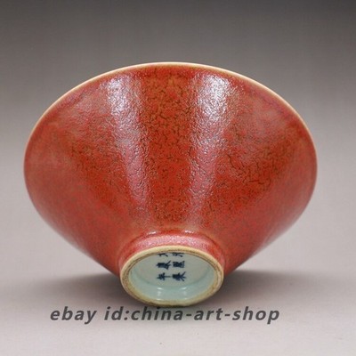 6.4'' Good Chinese Jing De Zhen Chicken Blood Red Glaze Porcelain Teabowl Bowls