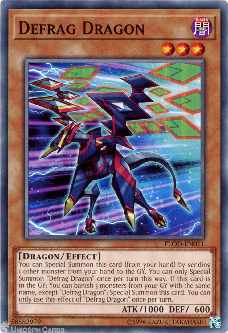 FLOD-EN011 Defrag Dragon Common UNL Edition Mint YuGiOh Card
