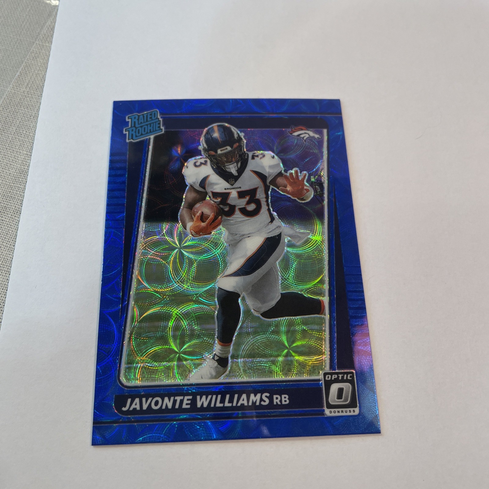 2021 Panini Donruss Optic - Rated Rookie Javonte Williams #215 Blue Scope Prizm 