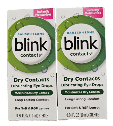 blink Contacts Lubricating Eye Drops for Soft & RGP 10 mL  2 pack  ^^