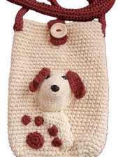 Gehäkelte Handytasche mit Hund  Umhängetasc...