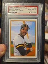 1987 Topps All-Star BARRY BONDS Glossy Set Of 60 RC #30 PSA 10 Gem Mint