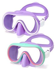 2 Pack Swim Goggles with Nose Cover, Goggles for Purple White  Purple Green