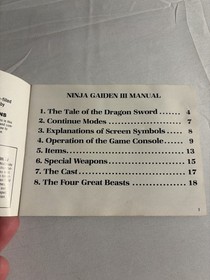 Ninja Gaiden III 3 The Ancient Ship of Doom Nintendo NES Instruction Manual Book