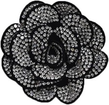 Rhinestone Rose Flower Brooch Lapel Pins for Women Her Fashion Crystal Camellia