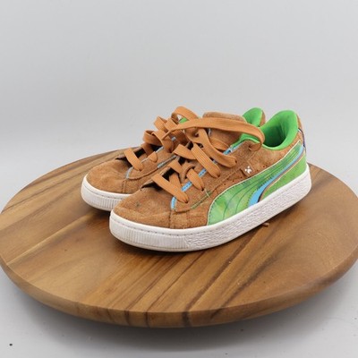 Puma X Minecraft Youth US Size 2 Brown Suede Green Block 384486-01 Shoes