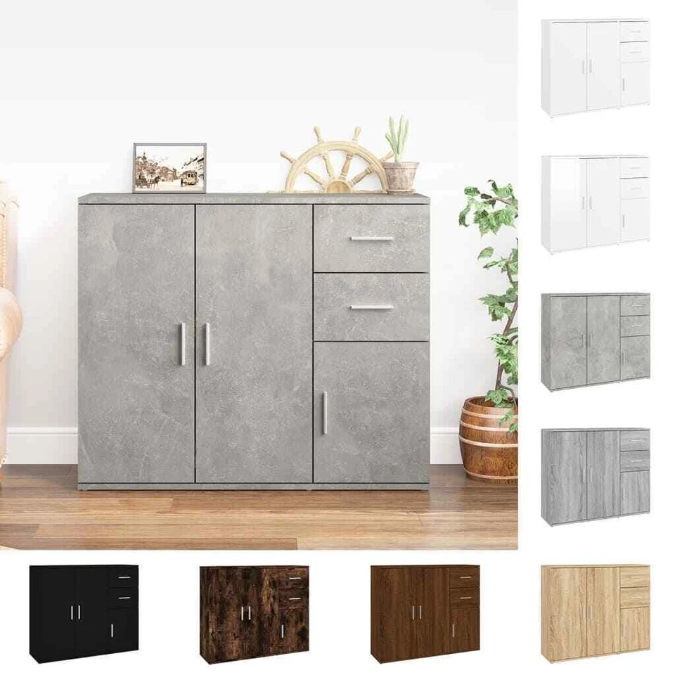 VIDAXL Wooden Sideboard Cabinet Cupboard Unit Storage Furniture With 2 Drawers 3 Doors