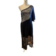 ASOS Women's One-Shoulder Lace Dress Black Knee Length Size 10