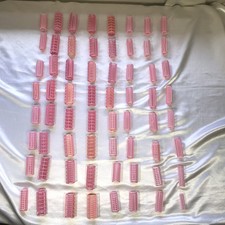 Hair Curlers Rollers Heatless Plastic Snap On Pink 1" Lot of 64