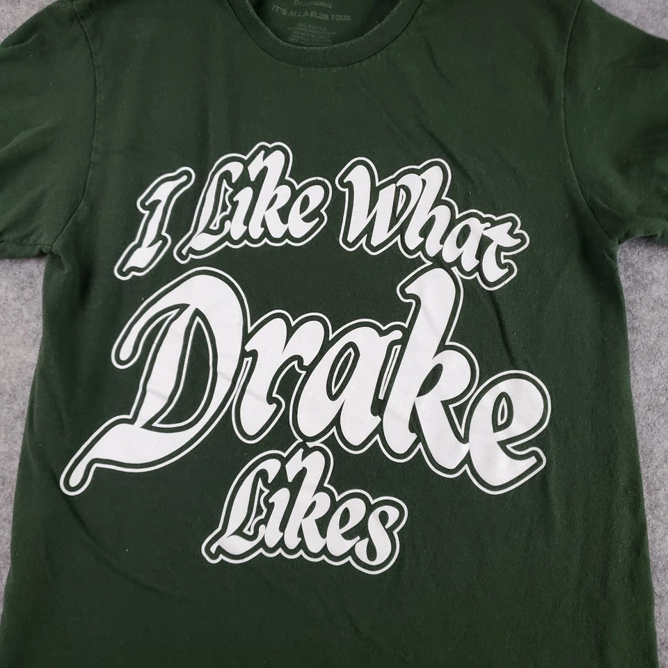 Camisa Drake Its All A Blur Tour Para Hombre Pequeña Verde Cuello Redondo Manga Corta Elastizada Foto 3 de 4