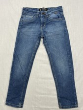 Black Web Distressed Denim Blue Jeans Boys Size 6 Tapered Leg