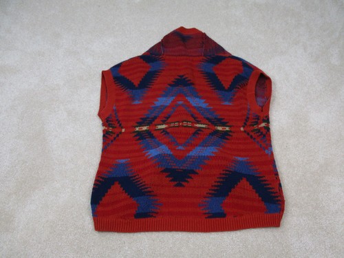 Chaps Sweater Womens Medium Red Blue Cardigan Shawl Aztec Western Toggle Ladies - Picture 5 of 10