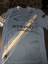 Manchester City Heimtrikot Gr. L 25/26 (Neu) Haaland #9 Champions League Logo 