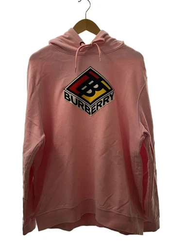 Felpa con cappuccio BURBERRY LONDON XL cotone rosa tinta unita leggermente utilizzabile usata