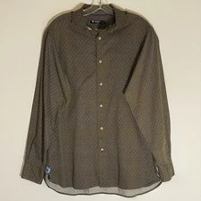 Daniel Cremieux Classics Shirt Mens Medium Olive Green Polka Dot Spread Collar M