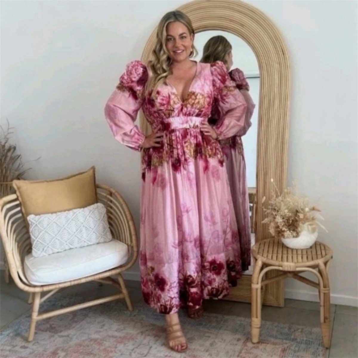 open lace back dress Pre-loved Sheike Pink Floral Dress  GrandDays