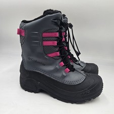 Columbia Bugaboot Celsius Snow Boots Kids 4 Gray Leather Lace Up Waterproof