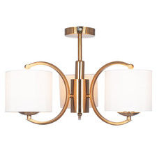 Gold Pendant Light Satin Brass 3 Arm Semi Flush Ceiling Light Hollywood Regency