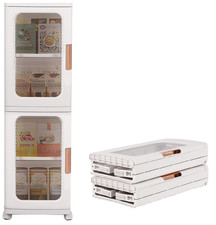 2-Tier Narrow Storage Cabinet with Doors Adjustable Shelves for Bathroom