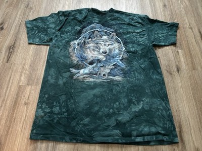 The Mountain In Spirit I Am Free Wolves Moon Green Tie Dye T-Shirt 4XL