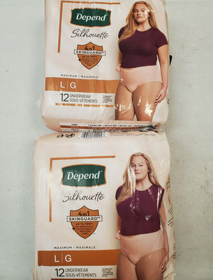 2 Bags of 12: Depends Silhouette Incontinence Underwear *LARGE* (B1P1a-4243)
