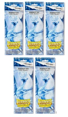 Lot of 5 Dragon Shield Perfect Fit Clear Sealable Card Sleeves - Pack of 100