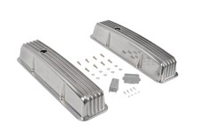 Finned Tall Valve Covers Kit Silver For 58-86 Sbc Small Block Chevy 327 350 400