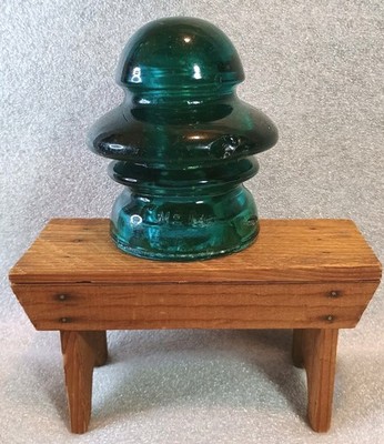 DARK AQUA NO NAME  #14  SPACE SHIP  GLASS INSULATOR 