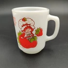 Anchor Hocking 1980 Vintage Milk Glass Strawberry Shortcake Coffee Cup Mug