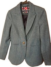 Boden Blazer Blue Tweet Herringbone Patterned Womens Size 2R